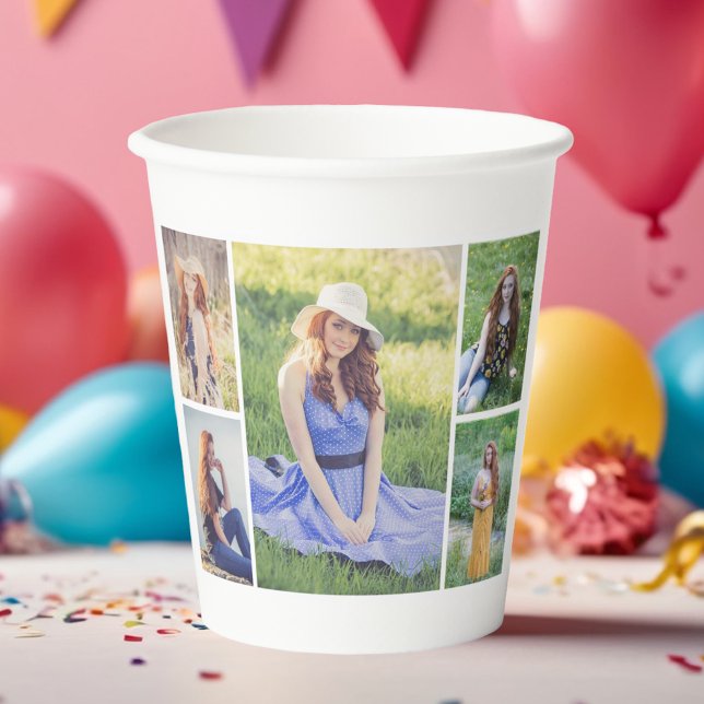 Create Your Own 5 Photo Collage Paper Cups (5 Photo Collage Paper Cups)