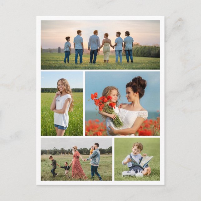 Create Your Own 5 Photo Collage Postcard (Front)