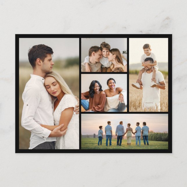 Create Your Own 5 Photo Collage Postcard (Front)