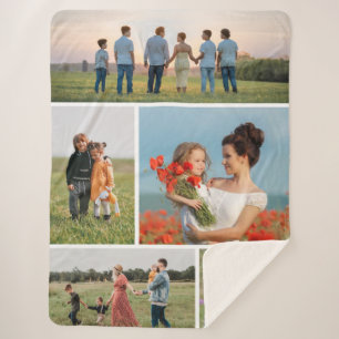 Create Your Own 5 Photo Collage Sherpa Blanket