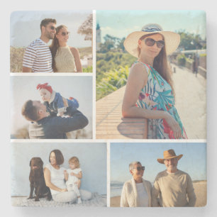 Create Your Own 5 Photo Collage Stone Coaster