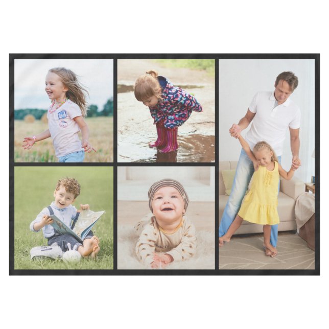 Create Your Own 5 Photo Collage Tablecloth (Front (Horizontal))