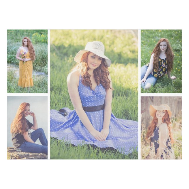 Create Your Own 5 Photo Collage Tablecloth (Front (Horizontal))