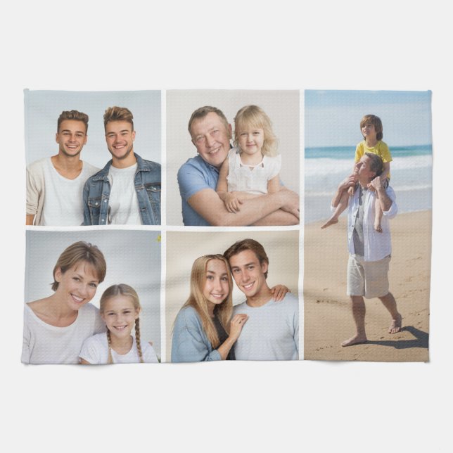 Create Your Own 5 Photo Collage Tea Towel (Horizontal)