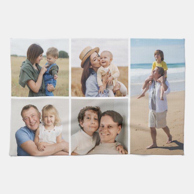 Create Your Own 5 Photo Collage Tea Towel (Horizontal)