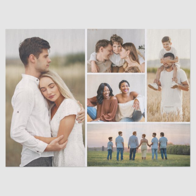 Create Your Own 5 Photo Collage Tissue Paper (Front)