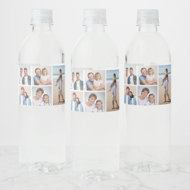 Create Your Own 5 Photo Collage Water Bottle Label (Bottles)