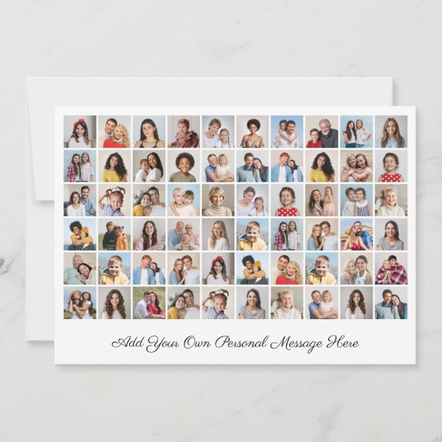 Create Your Own 60 Photo Collage Add Your Greeting Holiday Card (Front)