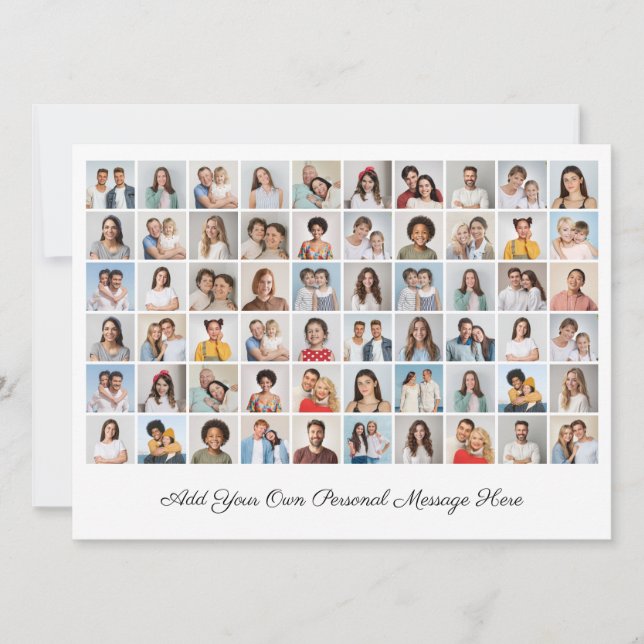 Create Your Own 60 Photo Collage Add Your Greeting Invitation (Front)