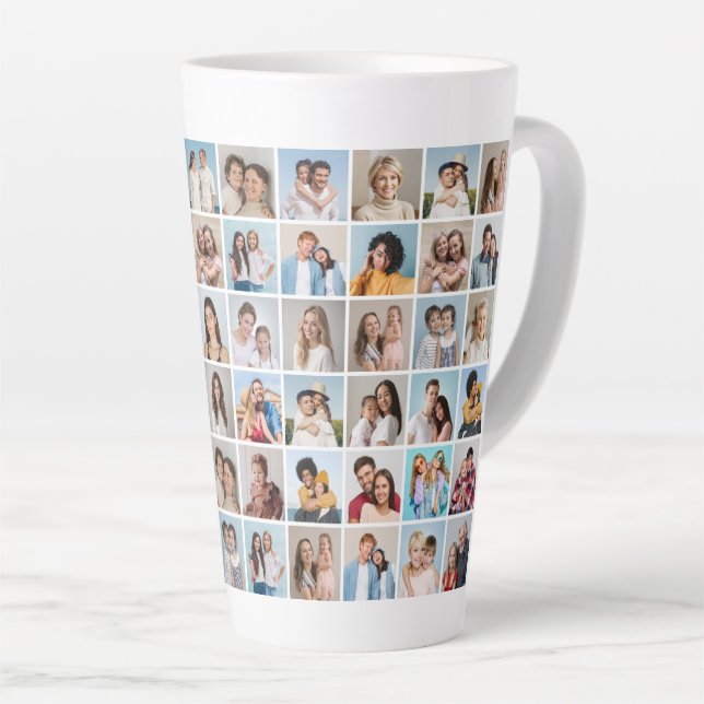 Create Your Own 60 Photo Collage Latte Mug (Right Angle)