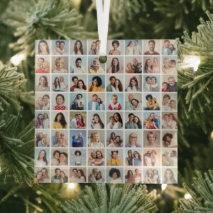 Create Your Own 64 Photo Collage Glass Tree Decoration