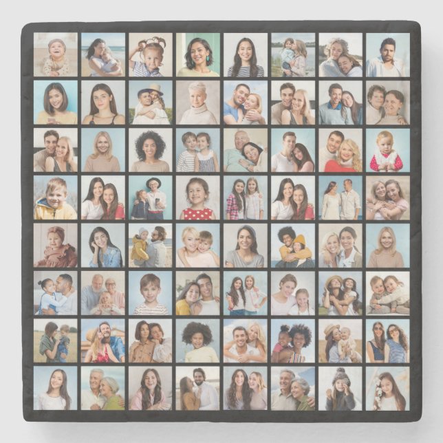 Create Your Own 64 Photo Collage Stone Coaster (Front)