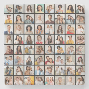 Create Your Own 64 Photo Collage Stone Coaster