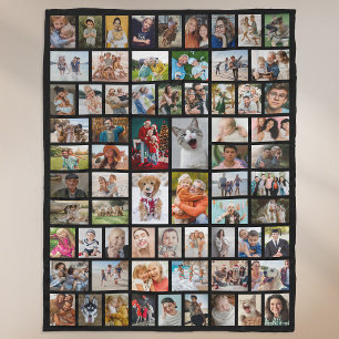 Create Your Own 68 Photo Collage Black Fleece Blanket