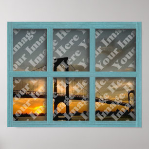 Create Your Own 6 Pane Green Wood Window Frame Poster