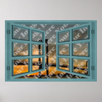 Create Your Own 6 Pane Green Wooden Open Window