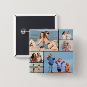 Create Your Own 6 Photo Collage 15 Cm Square Badge