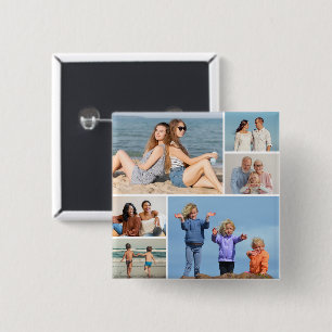 Create Your Own 6 Photo Collage 15 Cm Square Badge