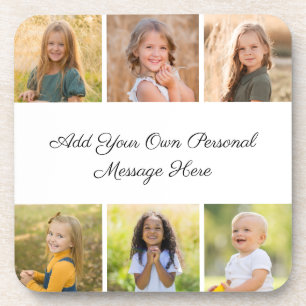 Create Your Own 6 Photo Collage Add Your Greeting Coaster