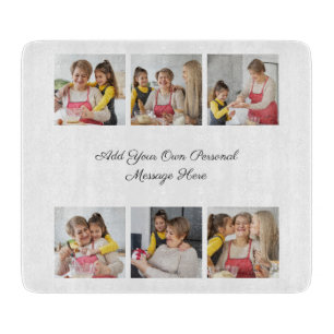 Create Your Own 6 Photo Collage Add Your Greeting Cutting Board