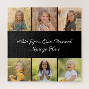 Create Your Own 6 Photo Collage Add Your Greeting Jigsaw Puzzle