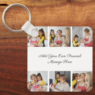 Create Your Own 6 Photo Collage Add Your Greeting Key Ring