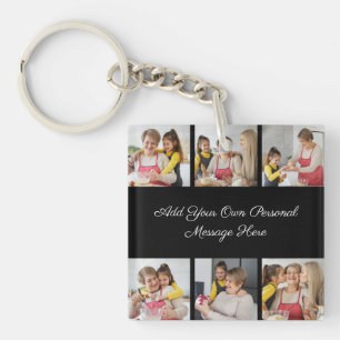 Create Your Own 6 Photo Collage Add Your Greeting Key Ring