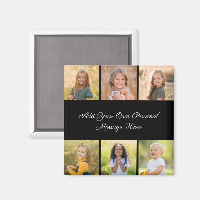 Create Your Own 6 Photo Collage Add Your Greeting Magnet (Front/Back)