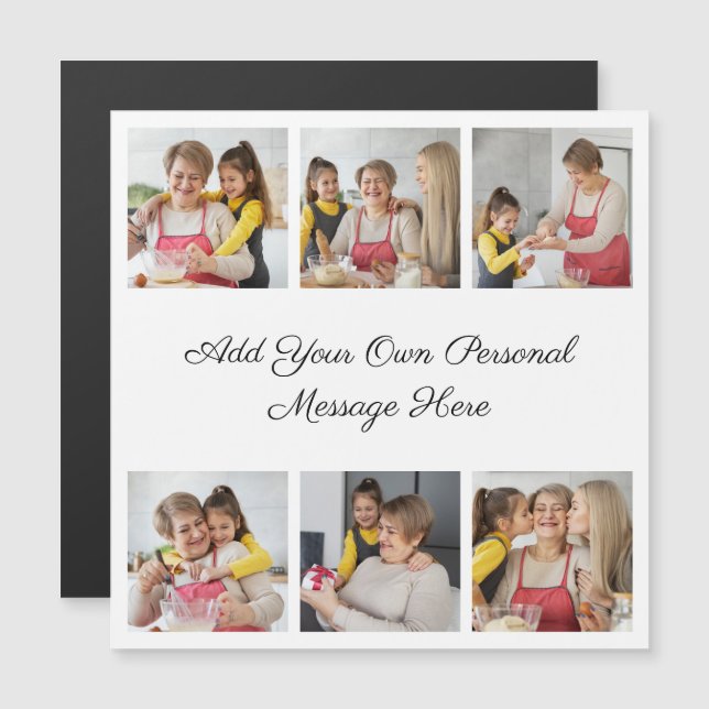 Create Your Own 6 Photo Collage Add Your Greeting Magnetic Invitation (Front/Back)