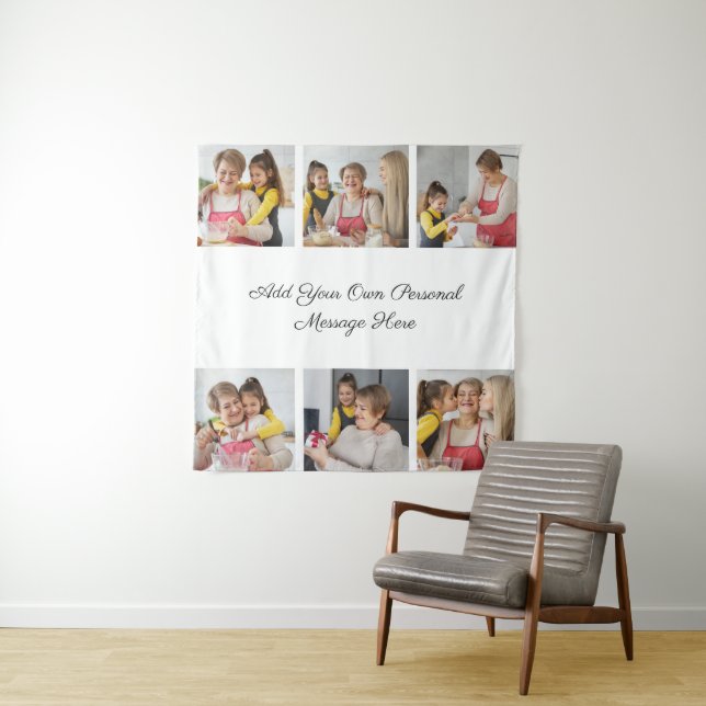 Create Your Own 6 Photo Collage Add Your Greeting Tapestry (In Situ)