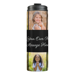 Create Your Own 6 Photo Collage Add Your Greeting Thermal Tumbler