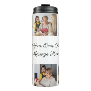 Create Your Own 6 Photo Collage Add Your Greeting Thermal Tumbler