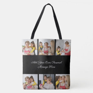 Create Your Own 6 Photo Collage Add Your Greeting Tote Bag