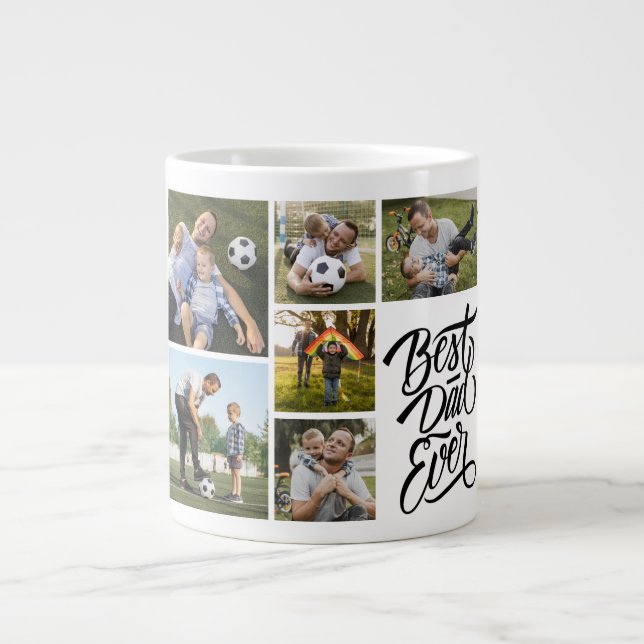 Create Your Own 6 Photo Collage Best Dad Ever Large Coffee Mug (Front)