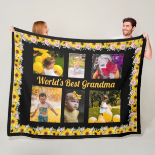 Create Your Own 6-Photo Collage Black   Fleece Blanket