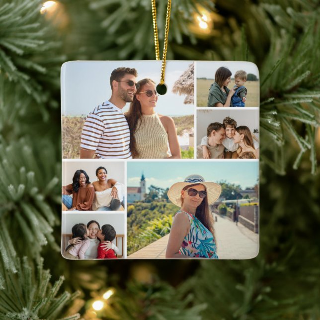 Create Your Own 6 Photo Collage Ceramic Ornament (Tree)