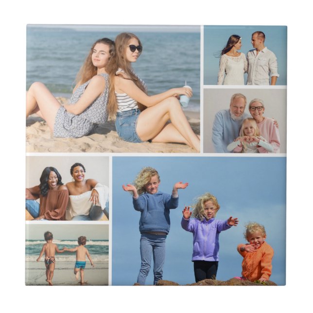 Create Your Own 6 Photo Collage Ceramic Tile (Front)