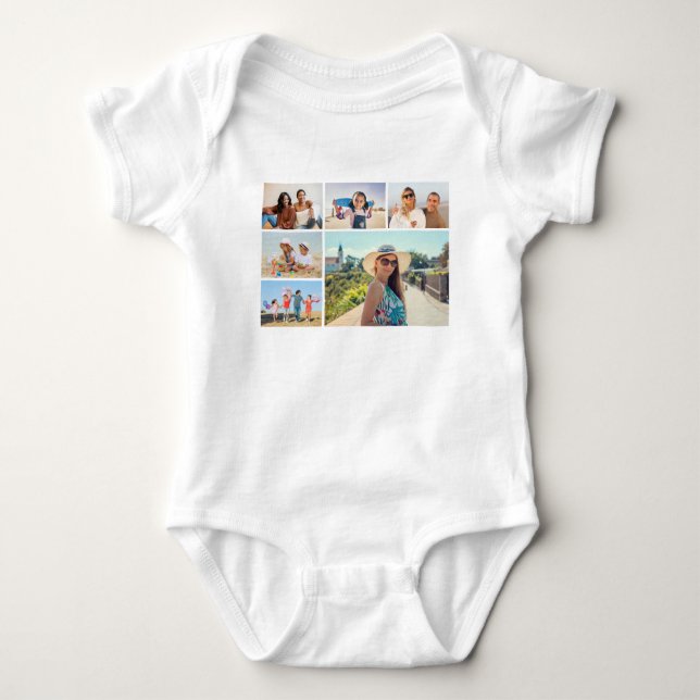 Create Your Own 6 Photo Collage Editable Colour Baby Bodysuit (Front)