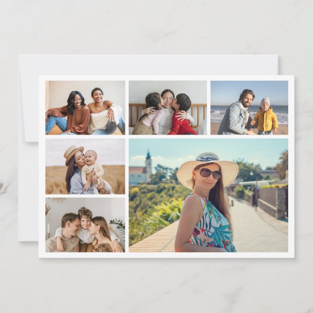 Create Your Own 6 Photo Collage Editable Colour Card (Front)
