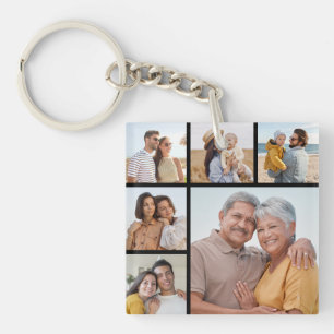 Create Your Own 6 Photo Collage Editable Colour Key Ring