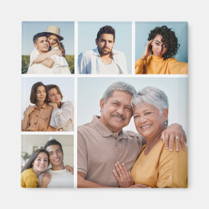 Create Your Own 6 Photo Collage Editable Colour Magnet