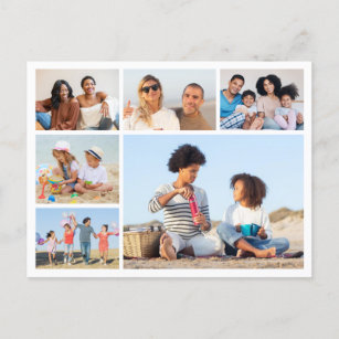 Create Your Own 6 Photo Collage Editable Colour Postcard