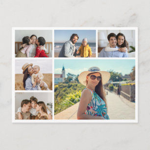 Create Your Own 6 Photo Collage Editable Colour Postcard