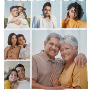 Create Your Own 6 Photo Collage Editable Colour Shower Curtain