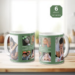 Create Your Own 6 Photo Collage Family Name Green Coffee Mug<br><div class="desc">Custom photo collage coffee mug to personalise with 6 pictures and family name.</div>