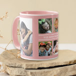 Create Your Own 6 Photo Collage Family Name Pink Mug<br><div class="desc">Custom photo collage coffee mug to personalise with 6 pictures and family name.</div>