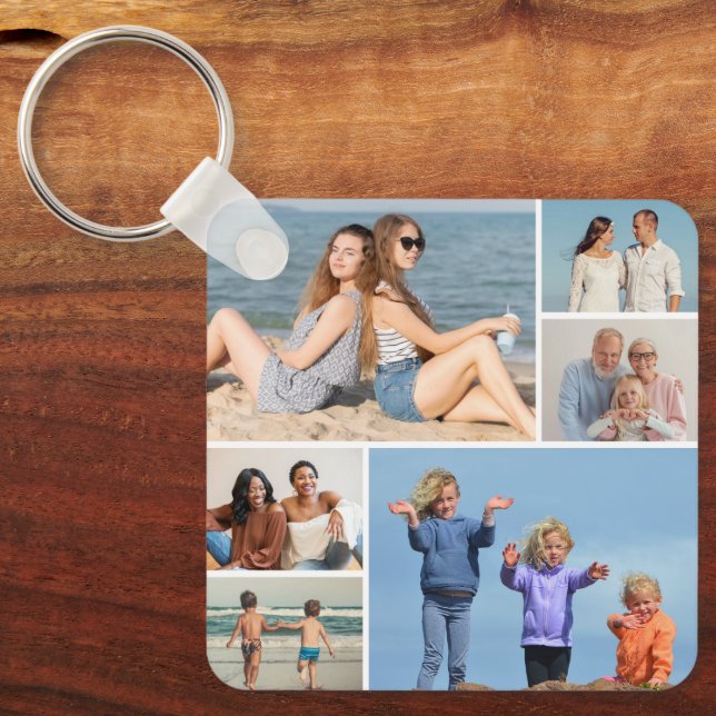 Create Your Own 6 Photo Collage Key Ring (Front)