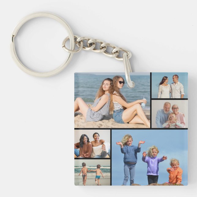 Create Your Own 6 Photo Collage Key Ring (Front)