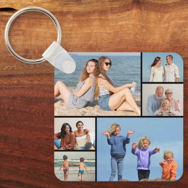 Create Your Own 6 Photo Collage Key Ring (Front)
