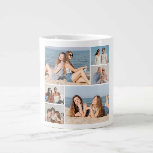 Create Your Own 6 Photo Collage Large Coffee Mug (Front)